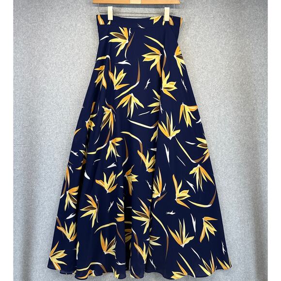 Jenn Skirt Womens Size Medium Blue Bird of Paradise Floral A-Line Zipper - Picture 1 of 11